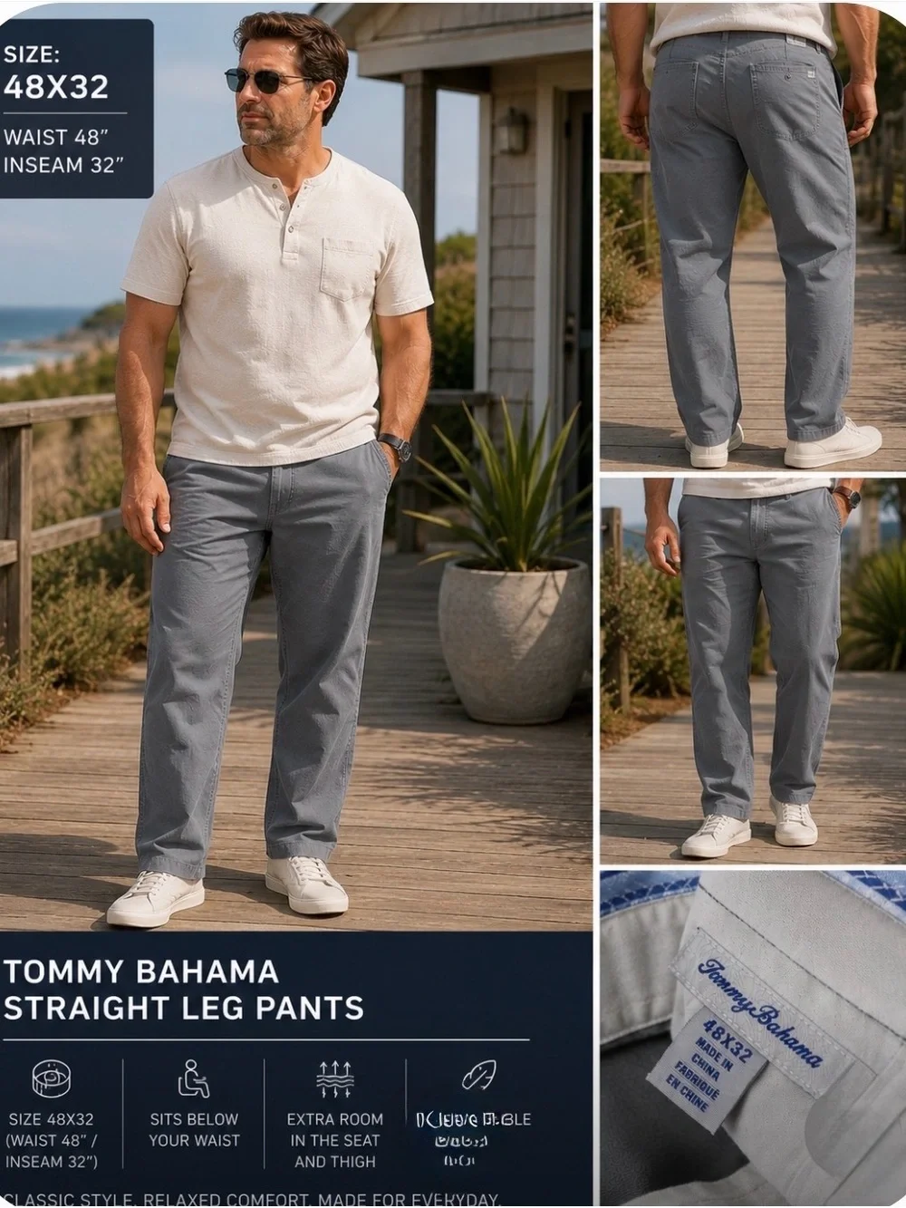 Tommy Bahama Men’s Straight Leg Pants - Gray